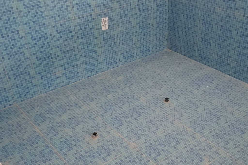 Mavi seramiklerle kaplanmış ve ARDEX ürünleri kullanılarak su yalıtımı yapılmış bir havuz.